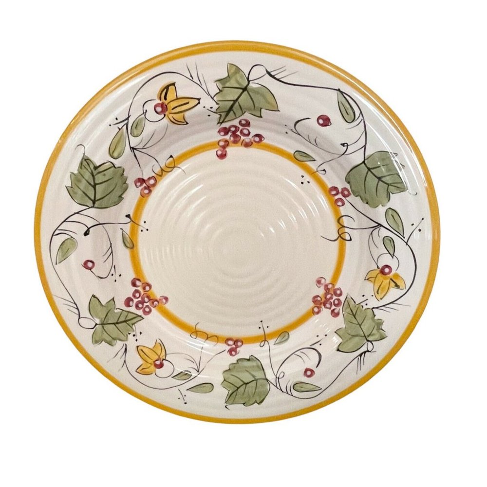 Pier 1 Retired Chateau Napa 10 1/2” Stoneware Dinner Plate Green Orange Leaves